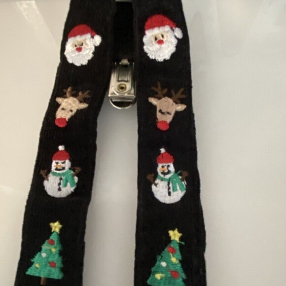 Toddlers Kids Black Suspenders Christmas Tree Santa Adjustable Clip On Y Back - Picture 13 of 16